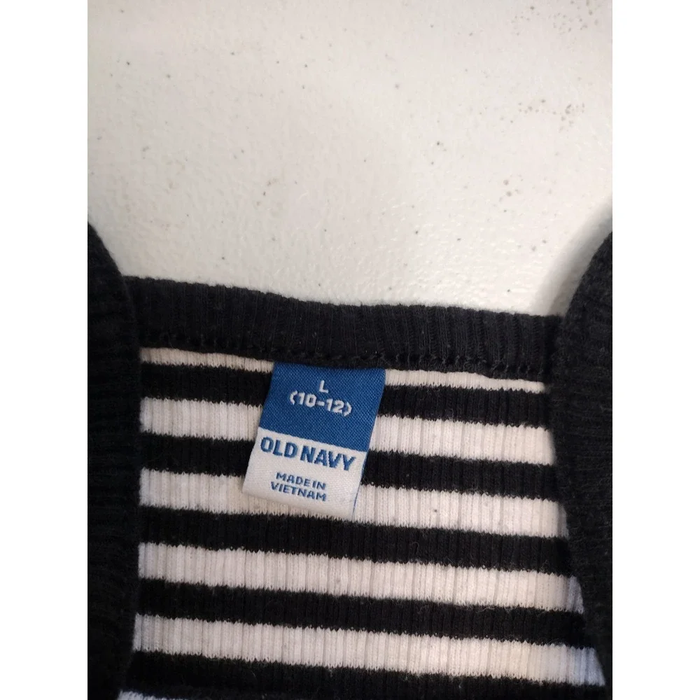 Old Navy Girls Large 10-12 Striped Ribbed Tank Top‎ Black White Camisole